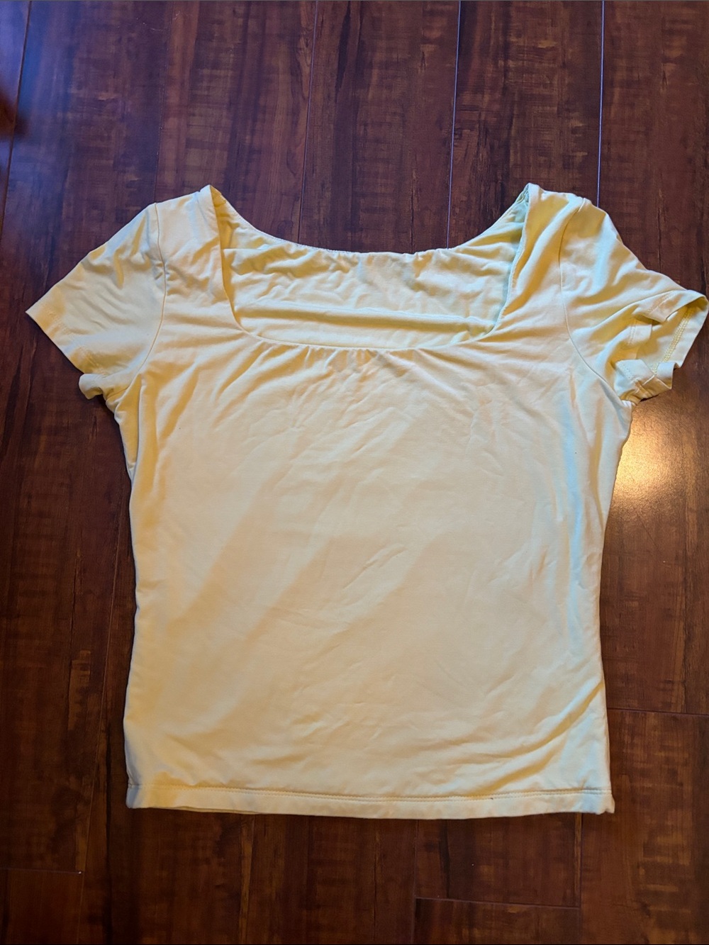 Amazon Short Sleeve Square Neck Top - Pale Yellow